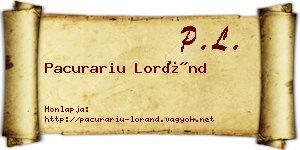 Pacurariu Loránd névjegykártya
